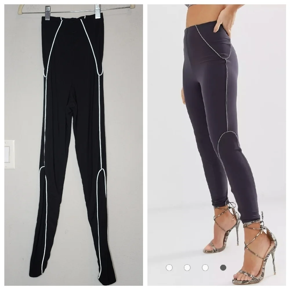 ASOS AYM highrise bodycon black legging with‎ contrast piping. Size XS.